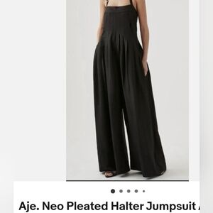 Aje Black Neo Pleated Halter Jumpsuit